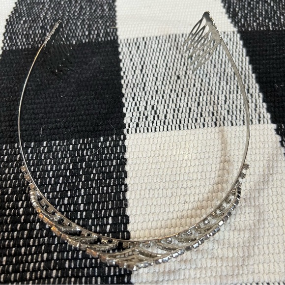Tiara, Silver Color Metal Crown with Rhinestone Accents main image 8